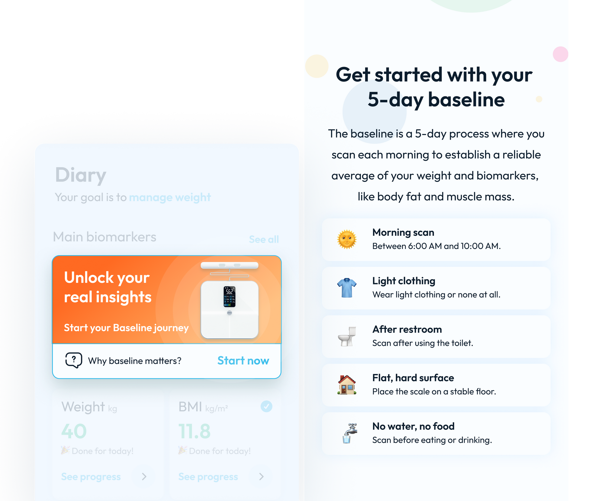 Introducing baseline, biomarker reminders, and Accu-Chek integration for blood glucose tracking
